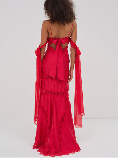 For Love and Lemons Rita Lace Gown - Red