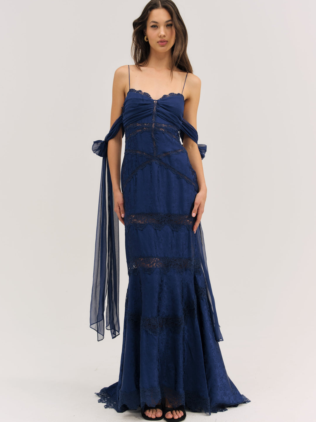 For Love and Lemons Rita Lace Gown - Navy