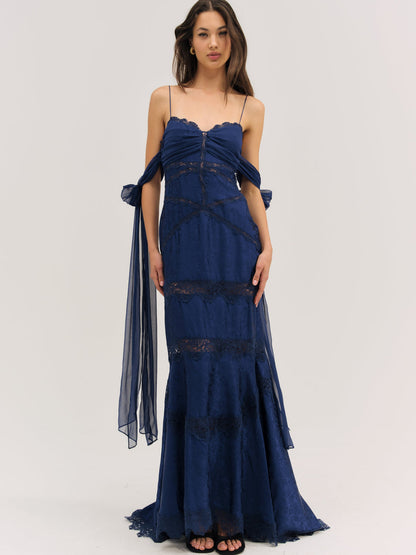 For Love and Lemons Rita Lace Gown - Navy