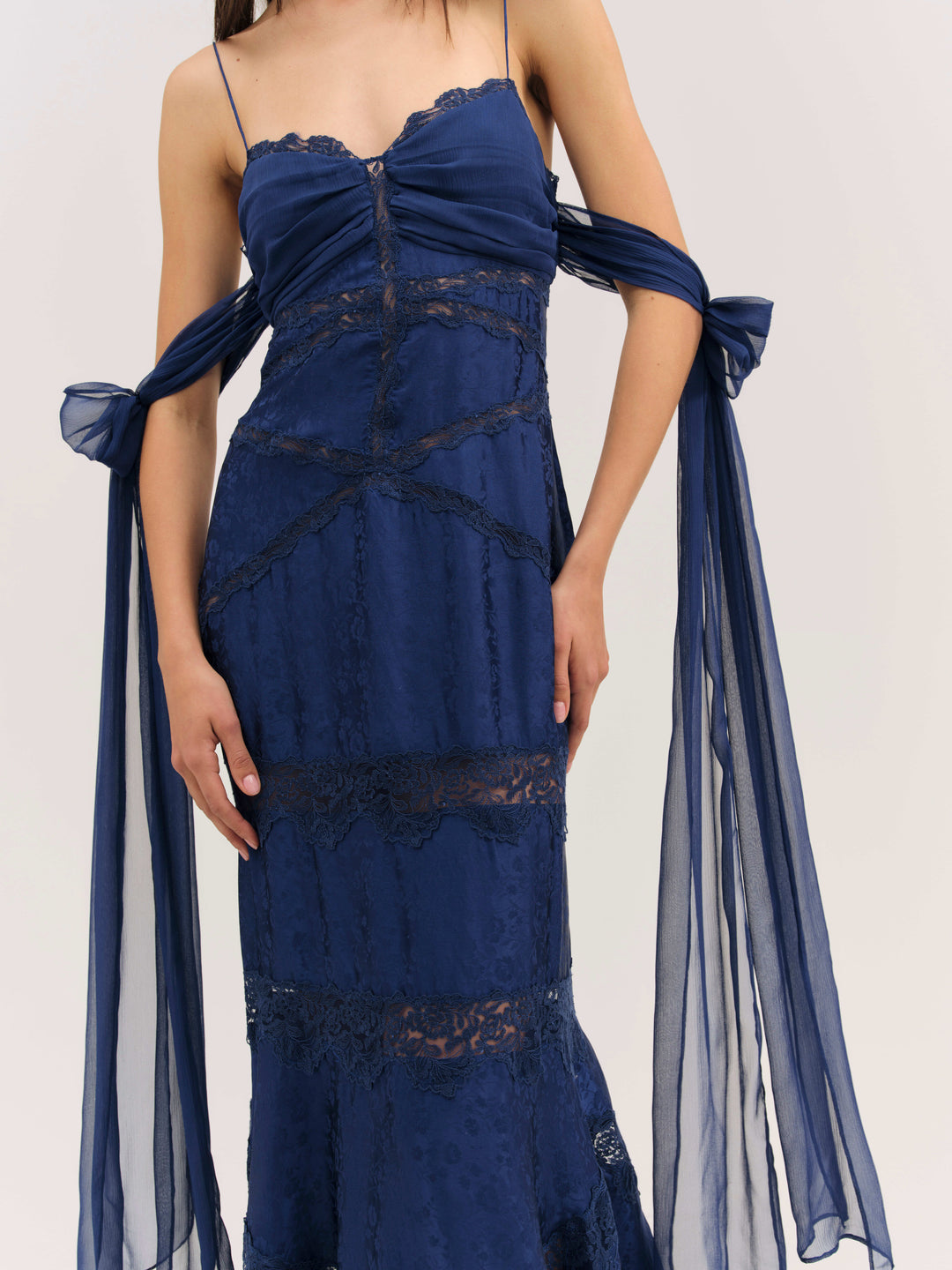 For Love and Lemons Rita Lace Gown - Navy