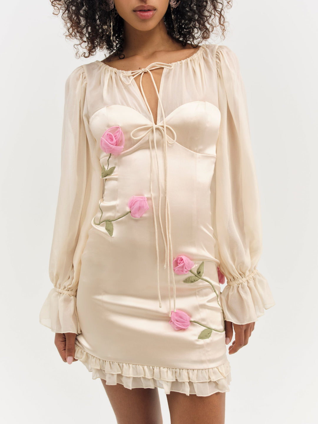 For Love and Lemons Ophelie Organza Mini Dress - Blush