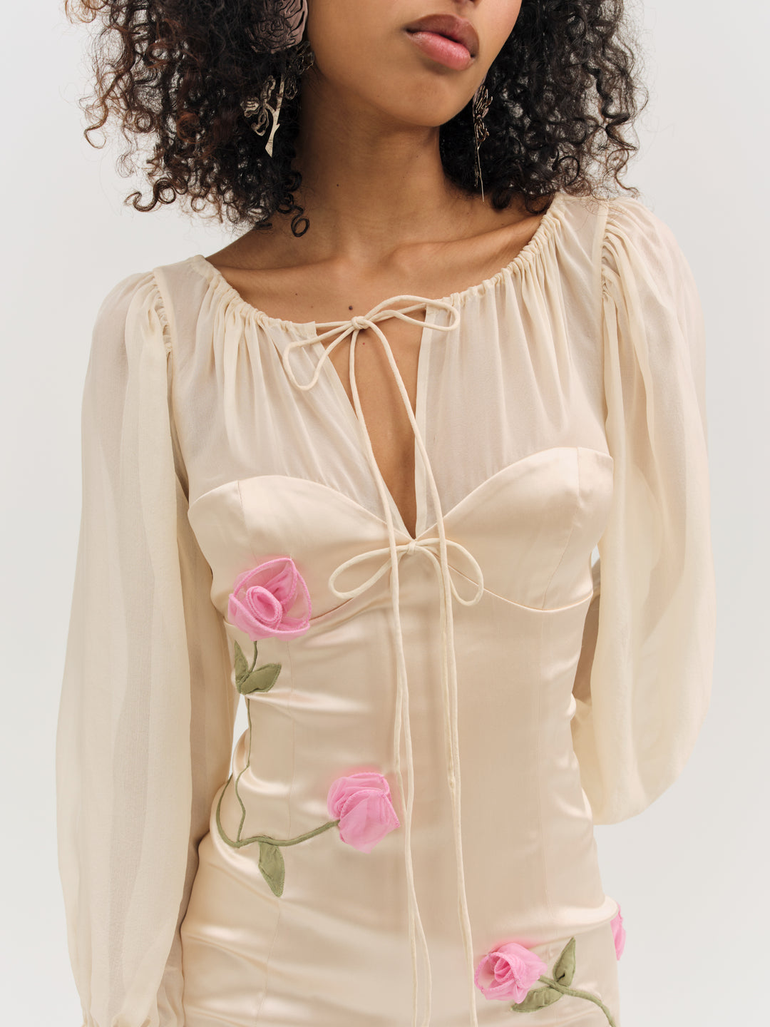 For Love and Lemons Ophelie Organza Mini Dress - Blush