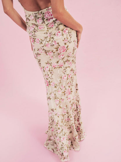 For Love and Lemons Esme Rose Embroidered Gown - Pink