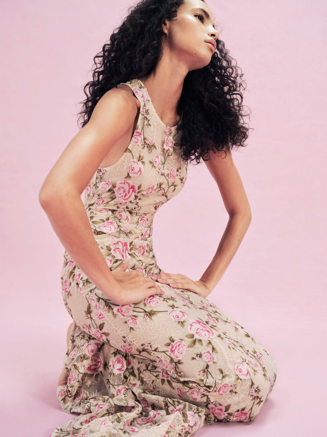 For Love and Lemons Esme Rose Embroidered Gown - Pink