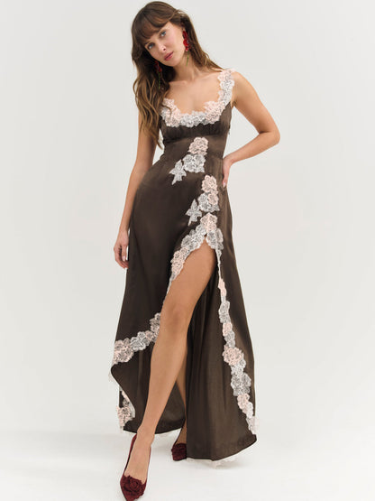 For Love and Lemons Clemence Maxi Dress - Chocolate