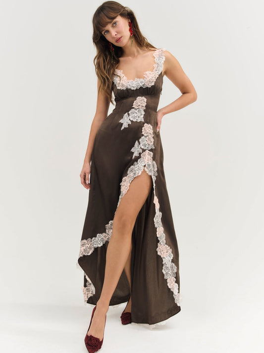 For Love and Lemons Clemence Maxi Dress - Chocolate
