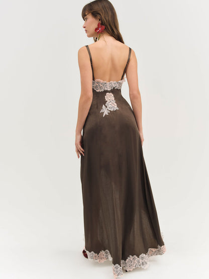 For Love and Lemons Clemence Maxi Dress - Chocolate