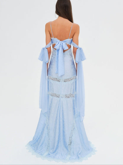 For Love and Lemons Rita Lace Gown - Blue