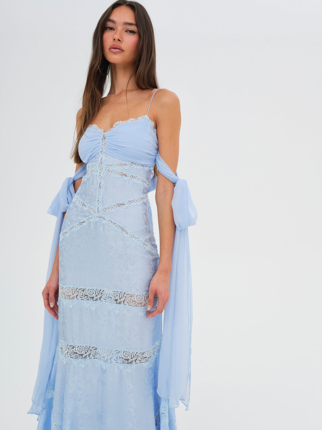 For Love and Lemons Rita Lace Gown - Blue