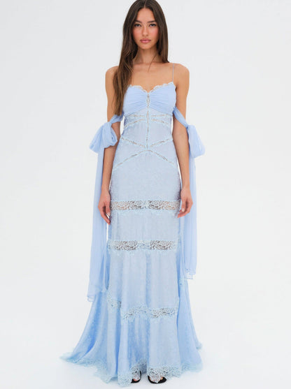 For Love and Lemons Rita Lace Gown - Blue