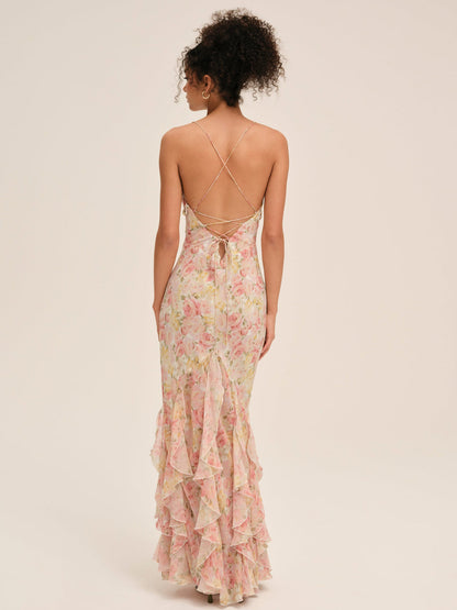 For Love and Lemons Elea Maxi Dress - Peach