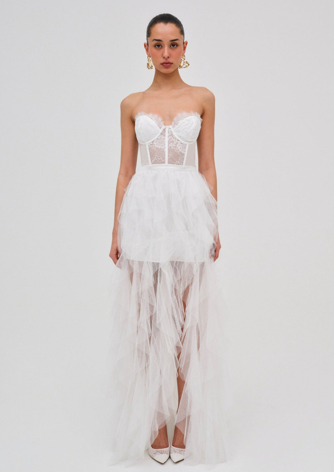 For Love and Lemons Bustier Gown - White