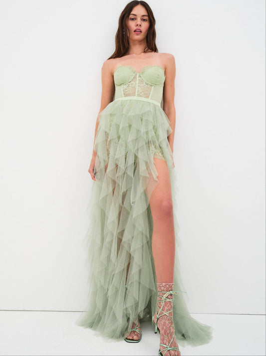 For Love and Lemons Bustier Gown - Green