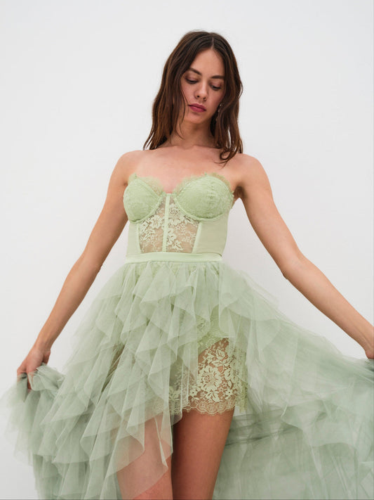For Love and Lemons Bustier Gown - Green