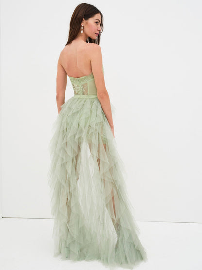 For Love and Lemons Bustier Gown - Green