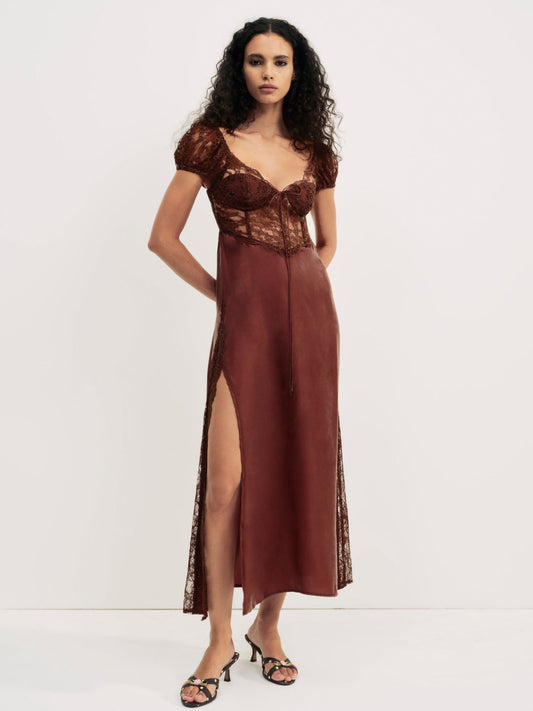 For Love and Lemons Casey Maxi Dress - Rust