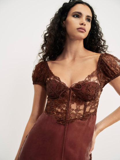 For Love and Lemons Casey Maxi Dress - Rust