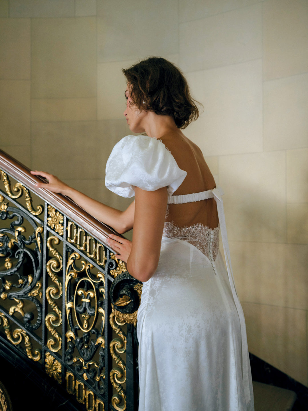For Love and Lemons Aurelia Jacquard Gown - White