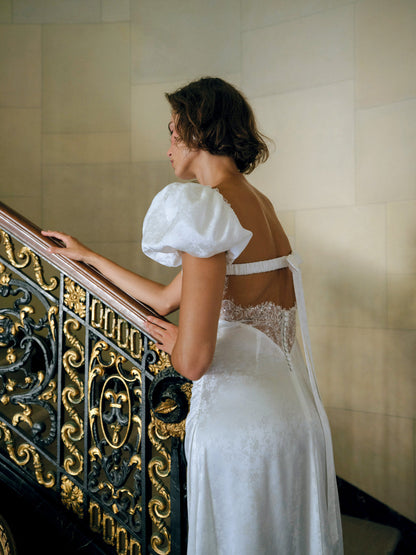 For Love and Lemons Aurelia Jacquard Gown - White