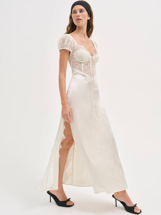 For Love and Lemons Casey Maxi Dress - White