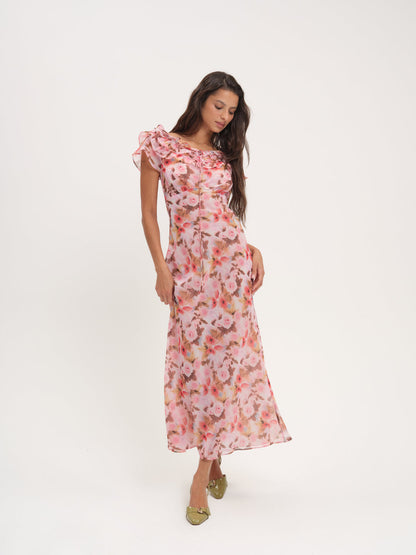 For Love and Lemons Fallen Floral Maxi Dress - Pink