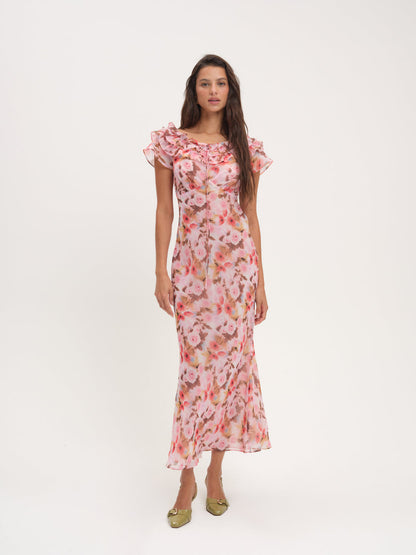 For Love and Lemons Fallen Floral Maxi Dress - Pink
