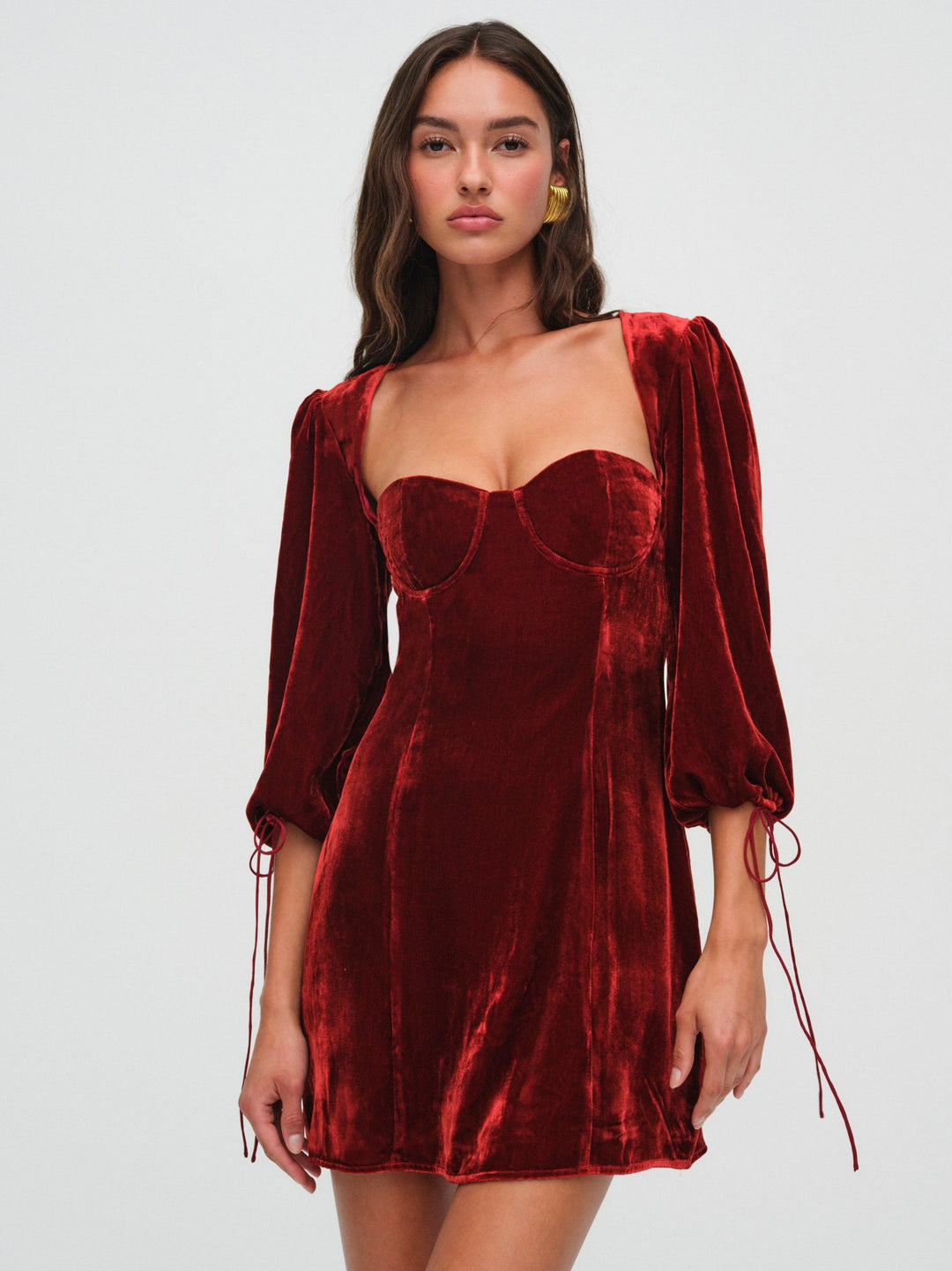 For Love and Lemons Nadine Velvet Mini Dress - Red