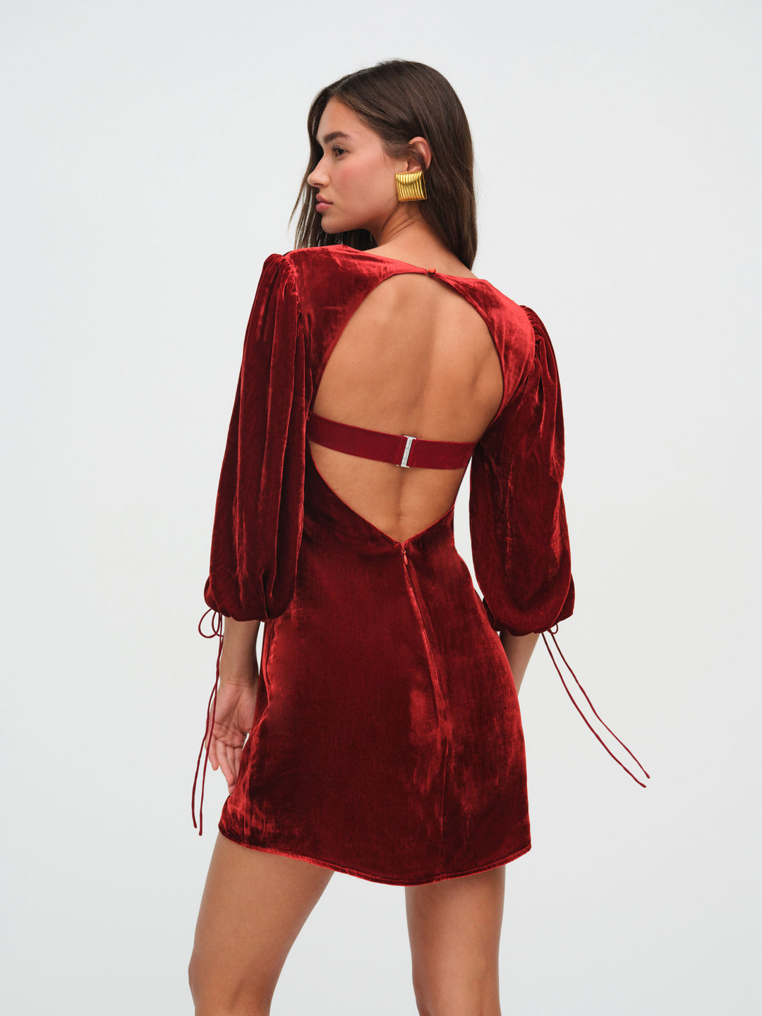 For Love and Lemons Nadine Velvet Mini Dress - Red
