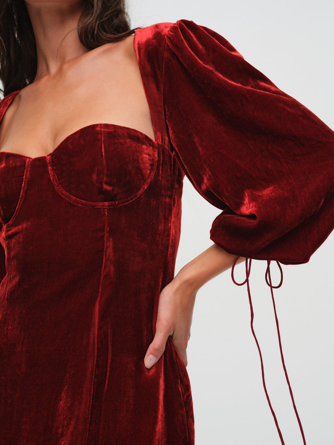 For Love and Lemons Nadine Velvet Mini Dress - Red