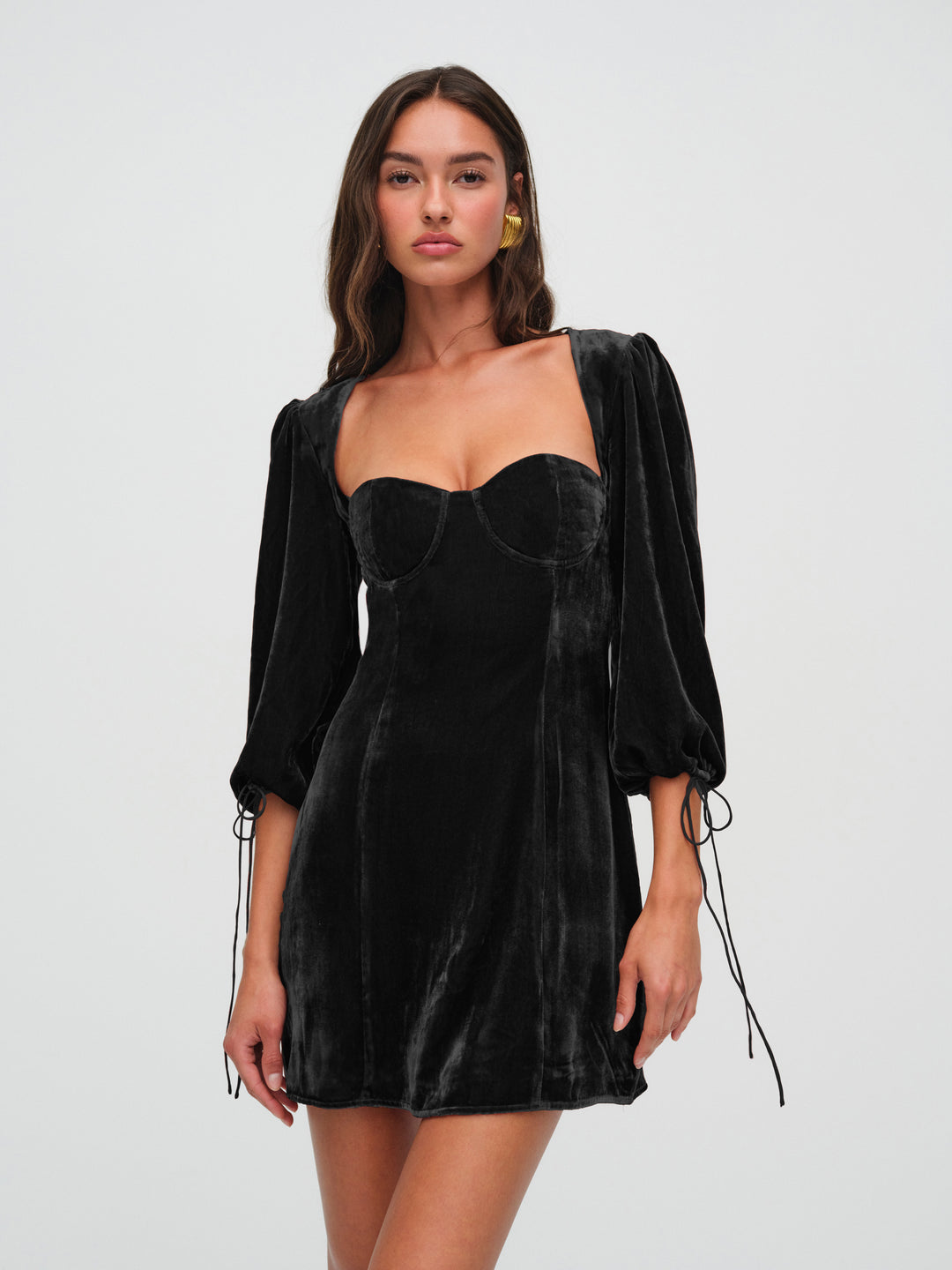For Love and Lemons Nadine Velvet Mini Dress - Black