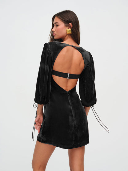 For Love and Lemons Nadine Velvet Mini Dress - Black