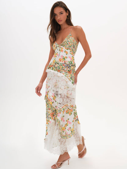 For Love and Lemons Rosalyn Maxi Dress - Green - Marigold