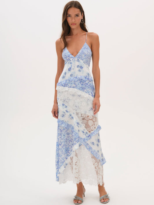 For Love and Lemons Rosalyn Maxi Dress - Blue