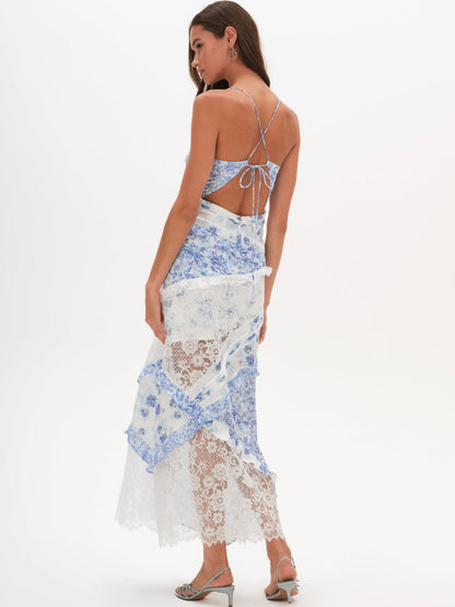 For Love and Lemons Rosalyn Maxi Dress - Blue