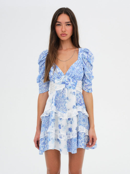 For Love and Lemons Rosalyn Mini Dress - Blue