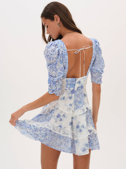 For Love and Lemons Rosalyn Mini Dress - Blue
