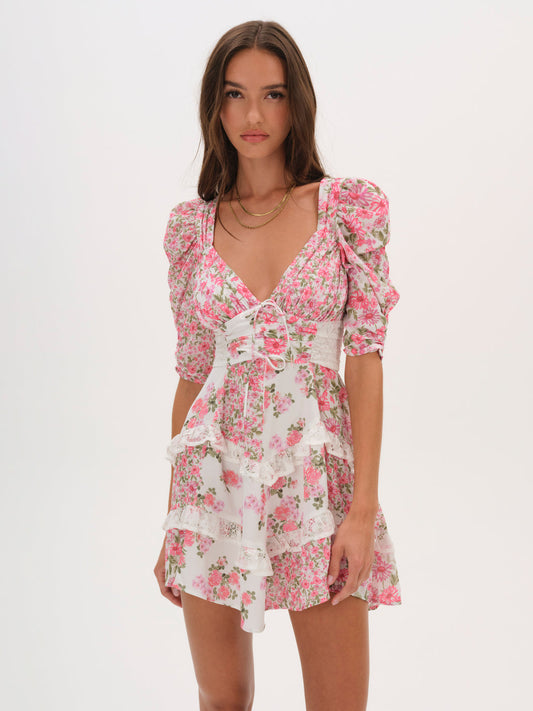 For Love and Lemons Rosalyn Mini Dress - Pink