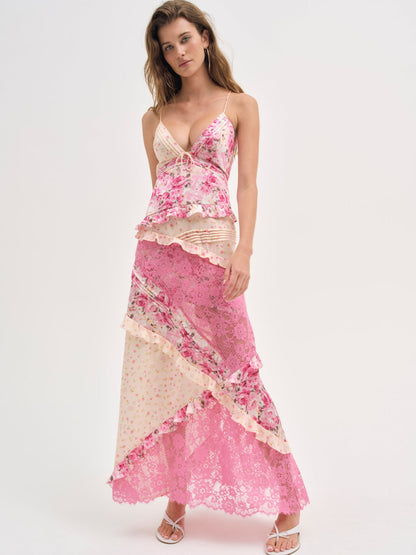 For Love and Lemons Rosalyn Maxi Dress - Coral
