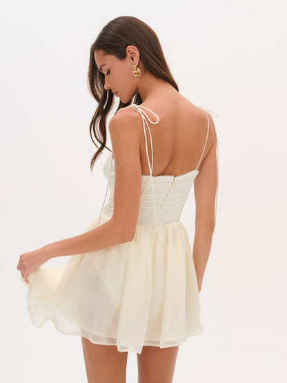 For Love and Lemons Rosie Jacquard Bustier Mini Dress - Cream