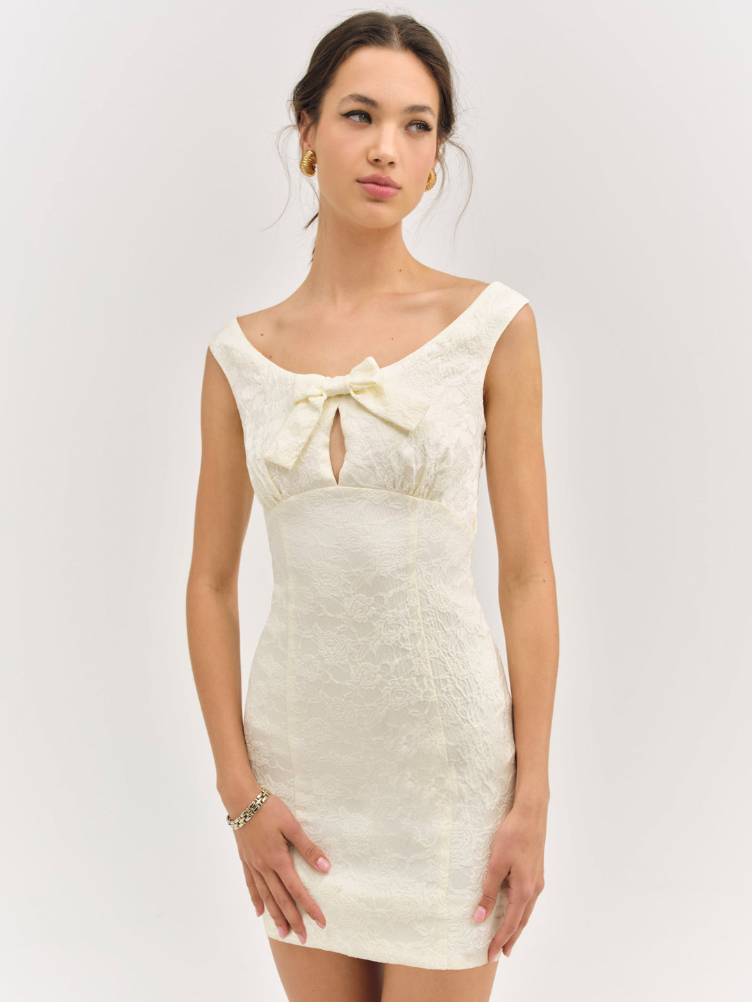 For Love and Lemons Rosie Jacquard Mini Dress - Cream