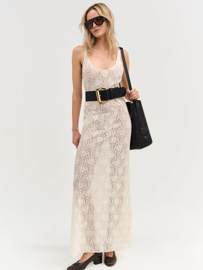 For Love and Lemons Ella Lace Maxi Dress - Cream