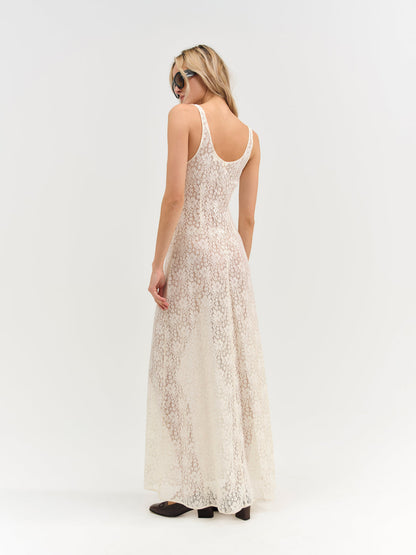 For Love and Lemons Ella Lace Maxi Dress - Cream
