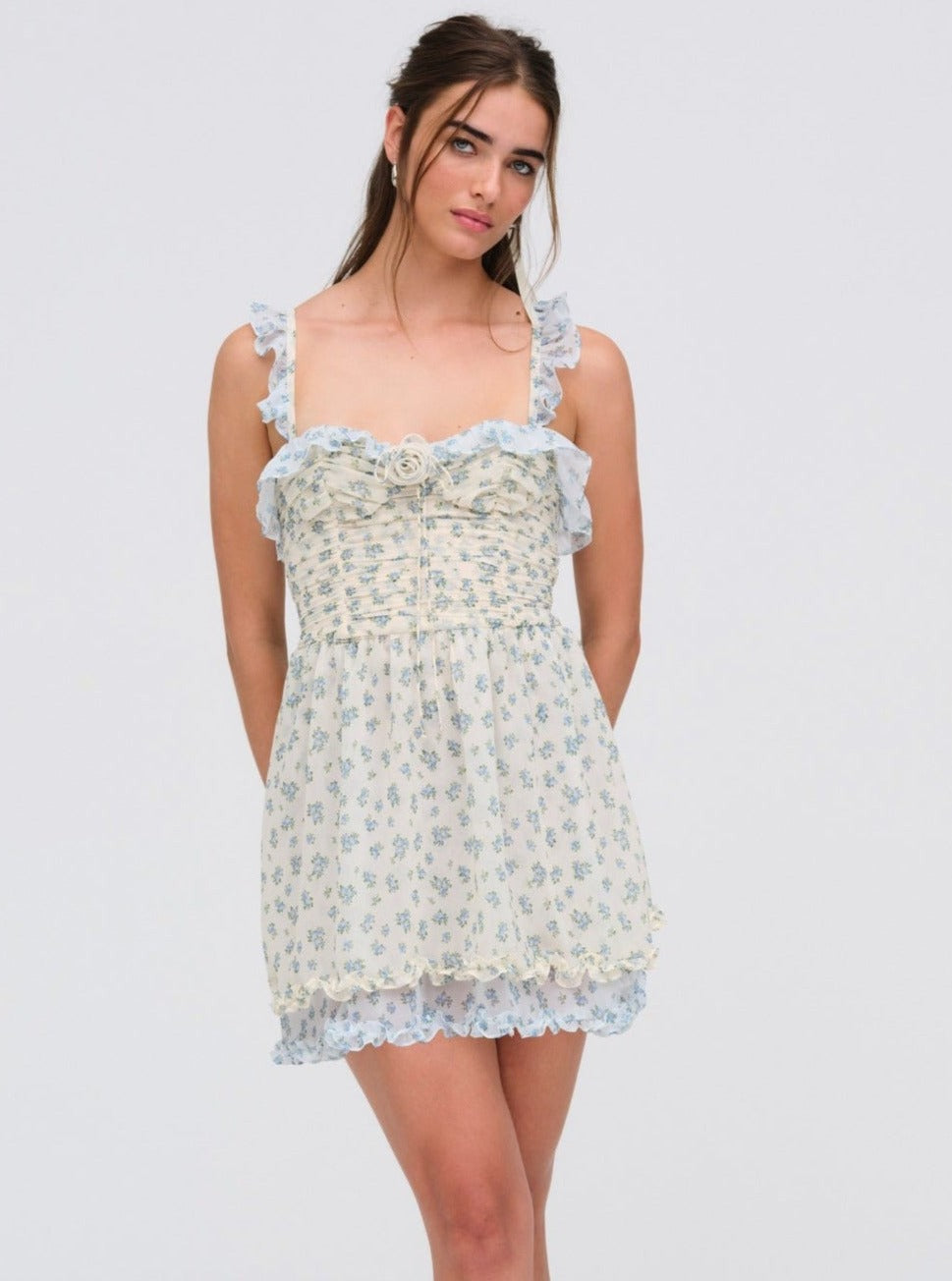 For Love and Lemons Chateau Mini Dress - Blue