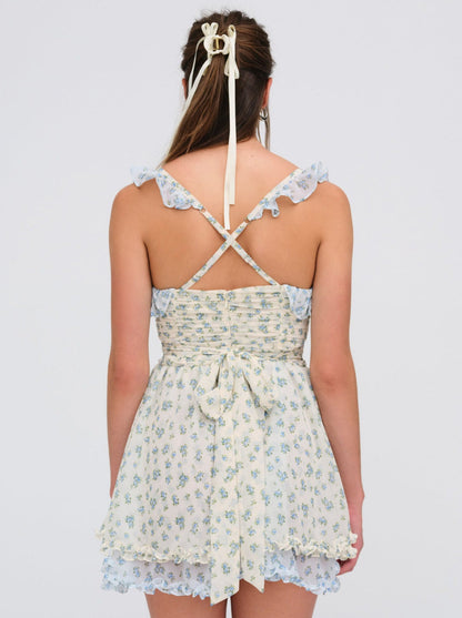 For Love and Lemons Chateau Mini Dress - Blue