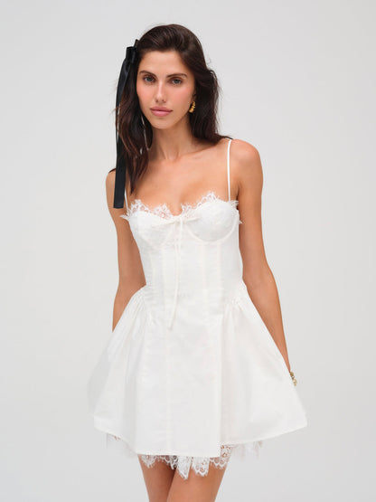 For Love and Lemons Shae Mini Dress - White