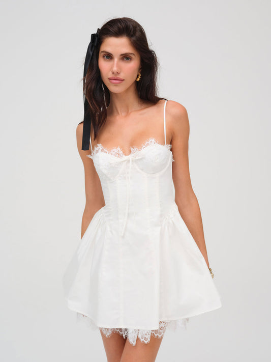 For Love and Lemons Shae Mini Dress - White