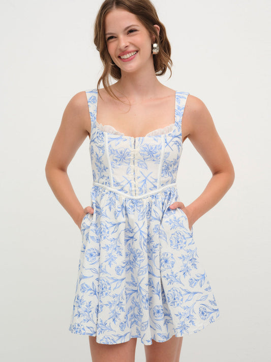 For Love and Lemons Maisie Mini Dress - Blue