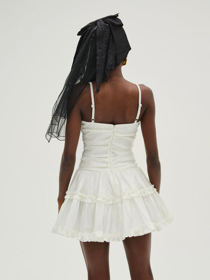For Love and Lemons Whipped Cream Taffeta Mini Dress - White