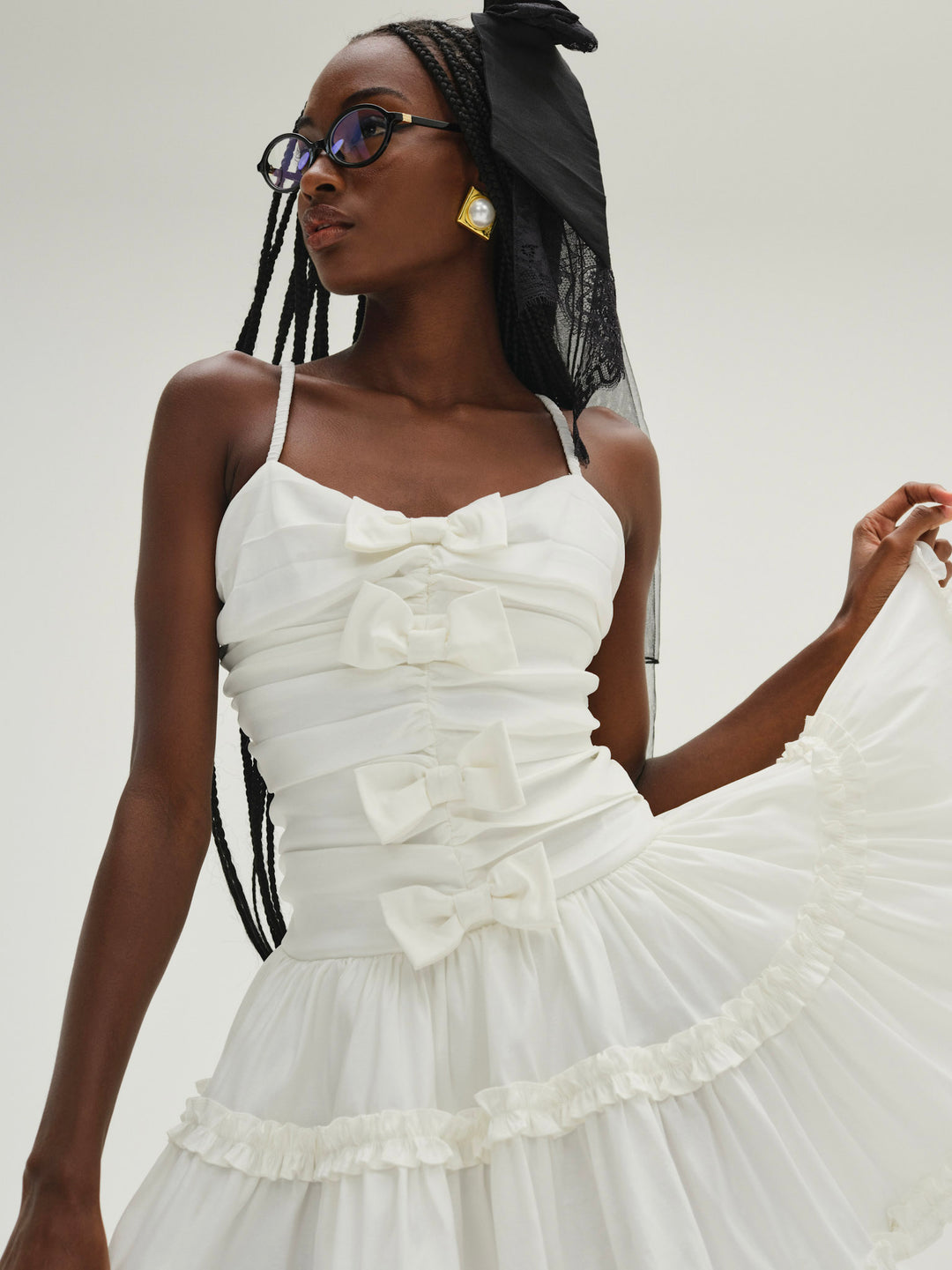 For Love and Lemons Whipped Cream Taffeta Mini Dress - White