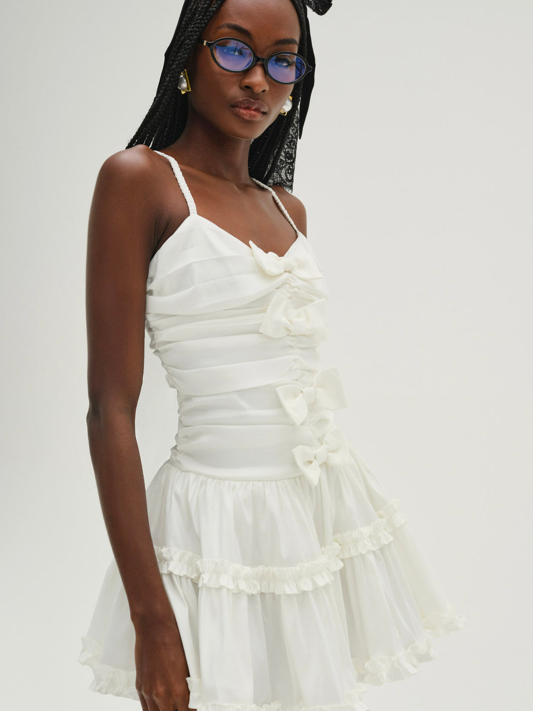 For Love and Lemons Whipped Cream Taffeta Mini Dress - White